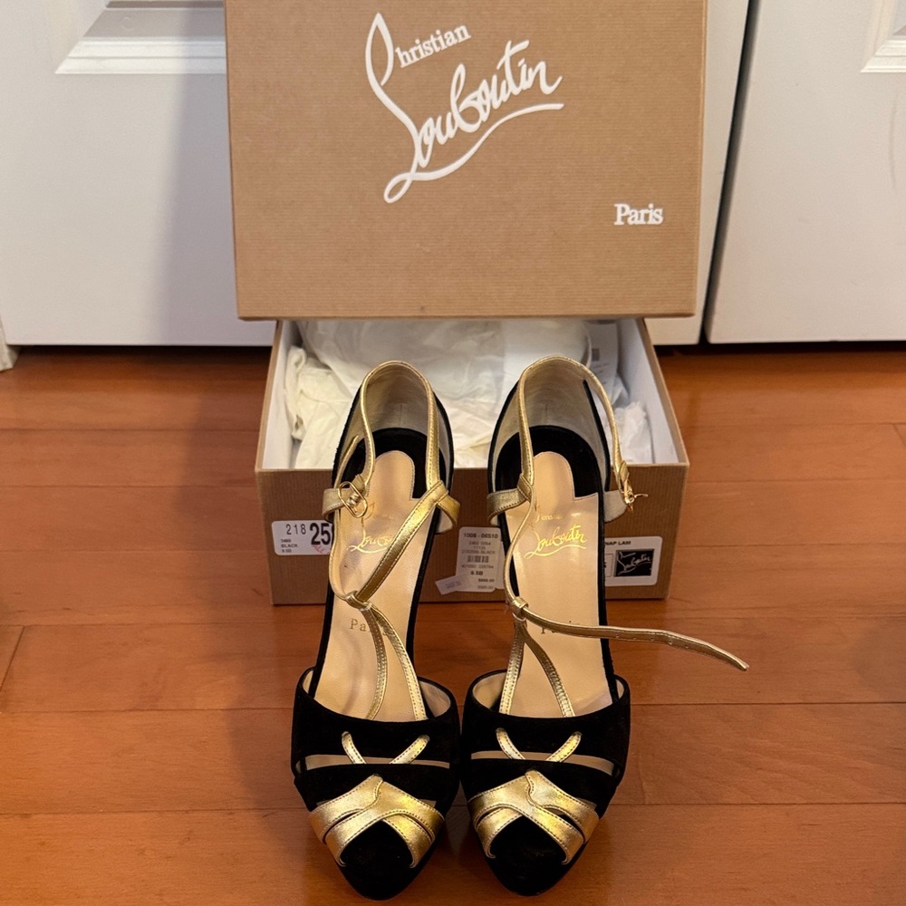 Christian Louboutin Elegant Black and Gold Heels